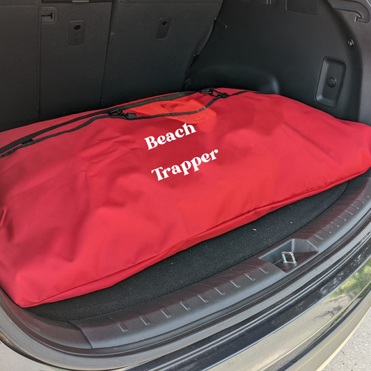 Car trunk showcasing a bag placed in an organized manner using a trunk car organizer