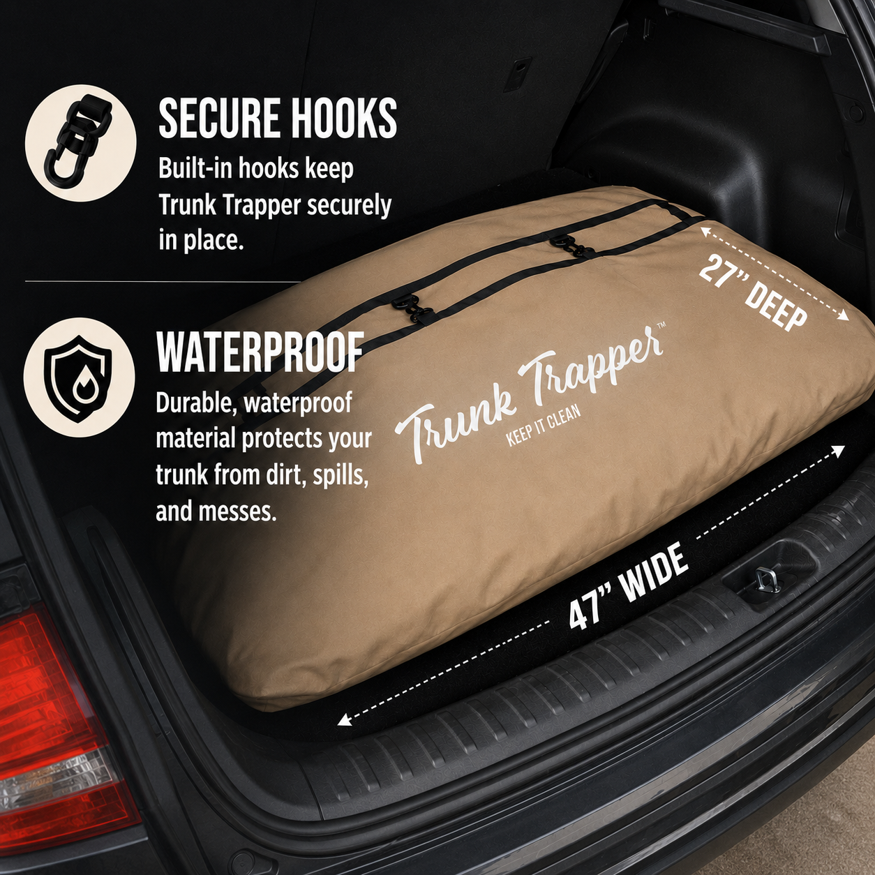 Ultimate Trunk Storage Solution: Tan Trunk Trapper® Storage Bag