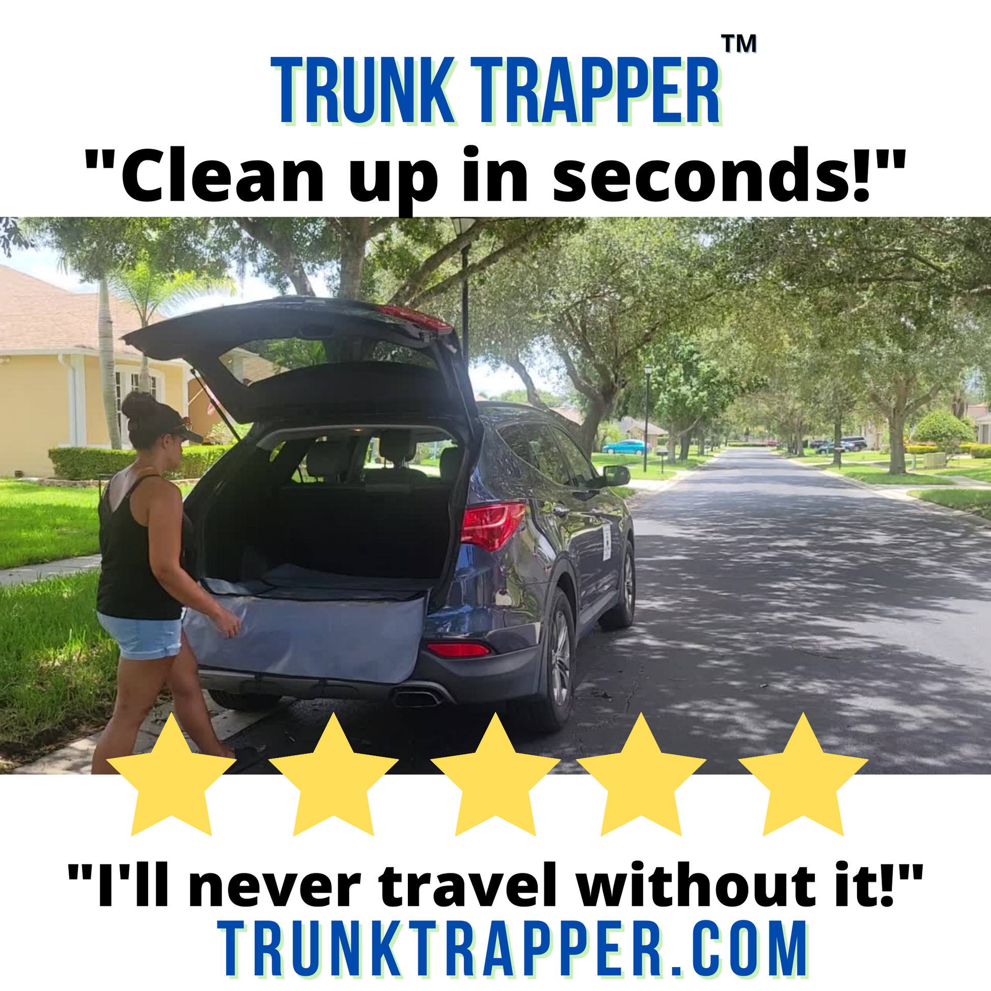 A trunk trapper with stars, making clean up quick and easy in just seconds.